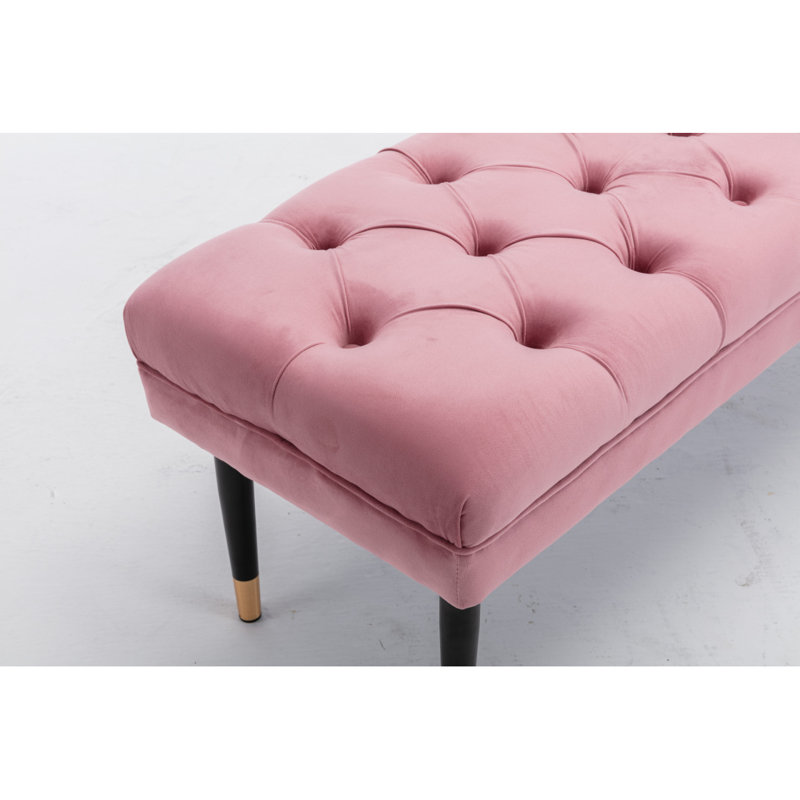 Repose-pieds capitonné en velours avec repose-pieds, Rose