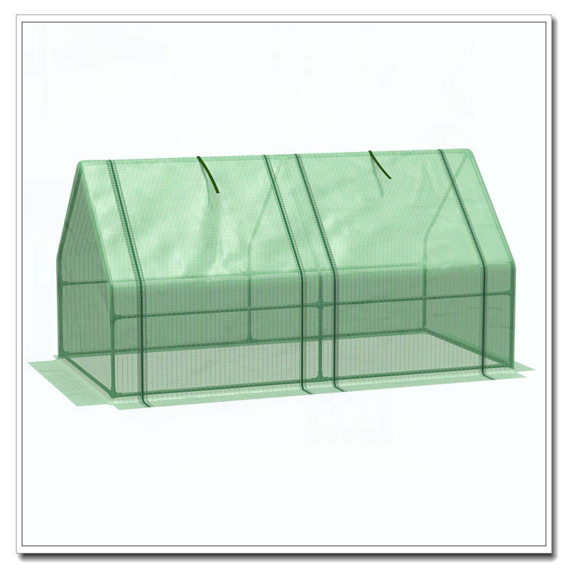Outsunny 6' x 3' x 3' Portable Mini Greenhouse Outdoor Garden with Large Zipper Doors and Water/UV PE Cover, Green, Green