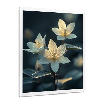 Blanc blanc noir monochrome fleurs de prairie mystiques - fleurs, décoration murale