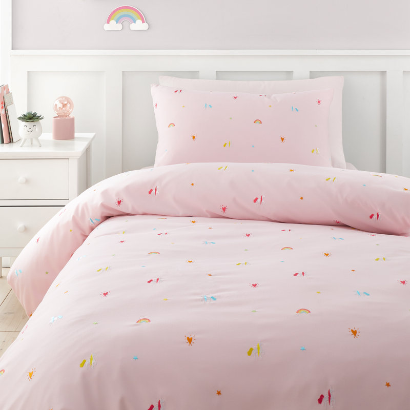 Embroidered Unicorn Duvet Cover Set, Double - 2 Standard Pillowcases