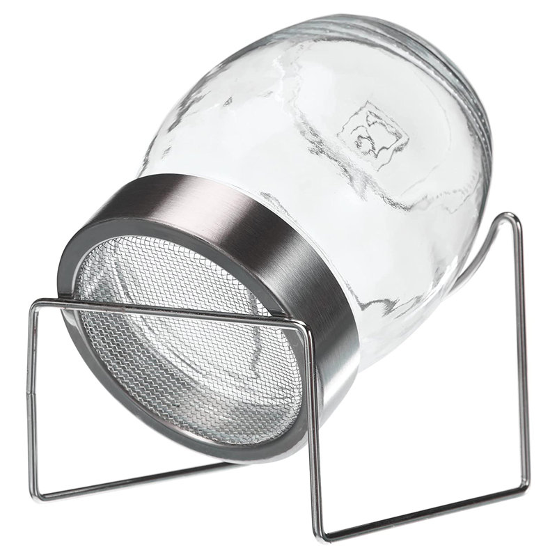 Geo Sprouting Jar System with Stainless Steel Rack and Ceramic Base Plate