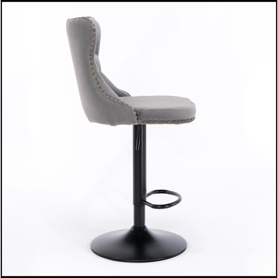 Adjustable Velvet Barstools With Tufted Backs And Stable Base, Perfect For Home Pub And Kitchen Island.