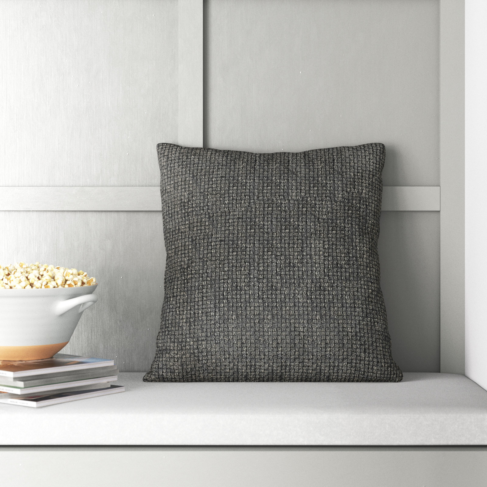Clovis Cotton Pillow Cover, Wheat, 18" x 18", Poly Fill