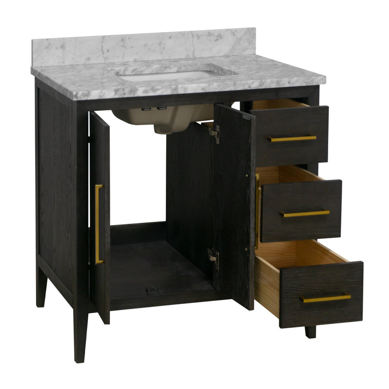 Calgary 36" Single Bathroom Vanity Set, Dark Oak