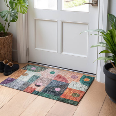 Machine Washable Indoor/Outdoor Chantille ACN1117 Orange Rug
