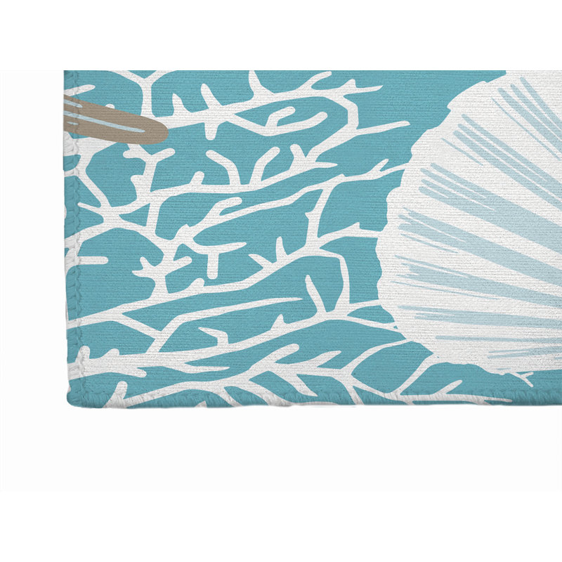 Tapis d'extérieur Coral & Seahorse, Tapis de couloir 2 pi 6 po x 8 pi