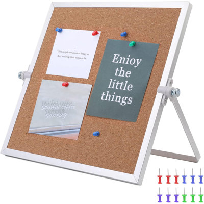 9.8"×9.8" Cork Board Bulletin Board, Double Sided Pin Board with Silver Aluminum Border