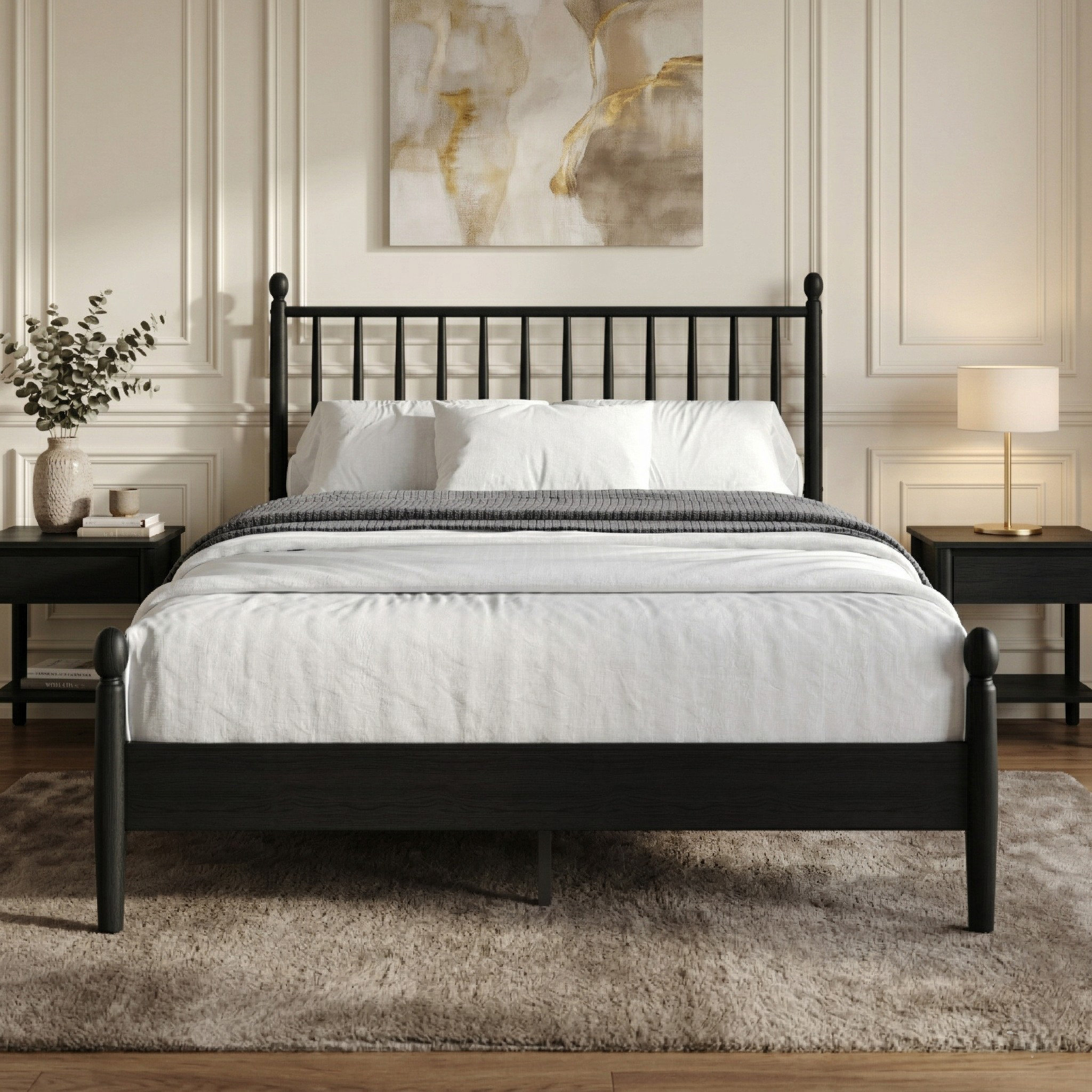 Downey Queen Platform Bed - Black, Queen