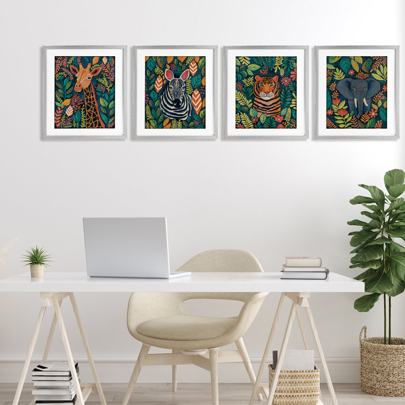 Jungle Leaf, 16 x 13, Farmhouse Grey Under Glass Framed