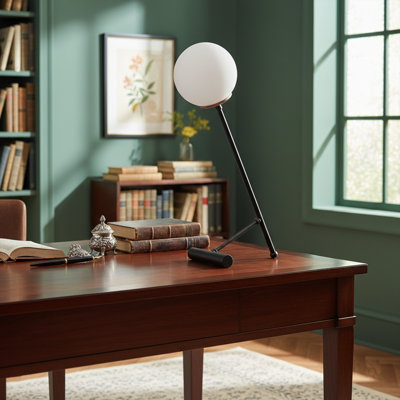 Auerbach 20" Minimalist Metal Novelty Table Lamp With Glass Globe Shade