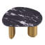 Table basse ovale 1pc avec pieds en pierre frittée, pieds dorés, coins doux, salon noir, gris et or mat