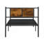 Cadre de lit simple TG, tête de lit avec décoration en bois, noir-833996307