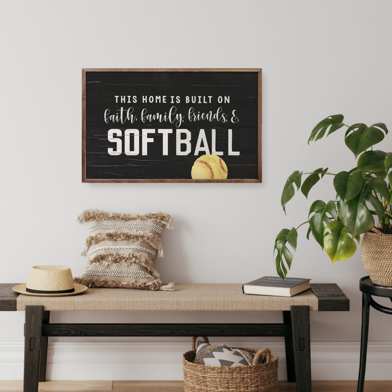Faith Family Friends And Softball - noir, H 24 po x l 36 po