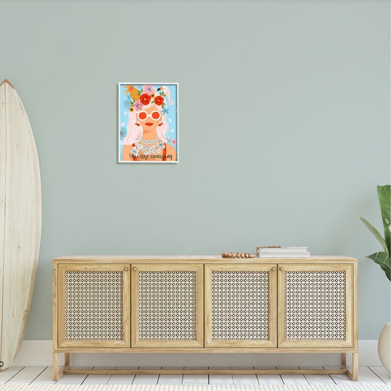 You Are Amazing Motivation, H 20 po x l 16 po x P 1,5 po, Giclée encadrée blanc bord de mer