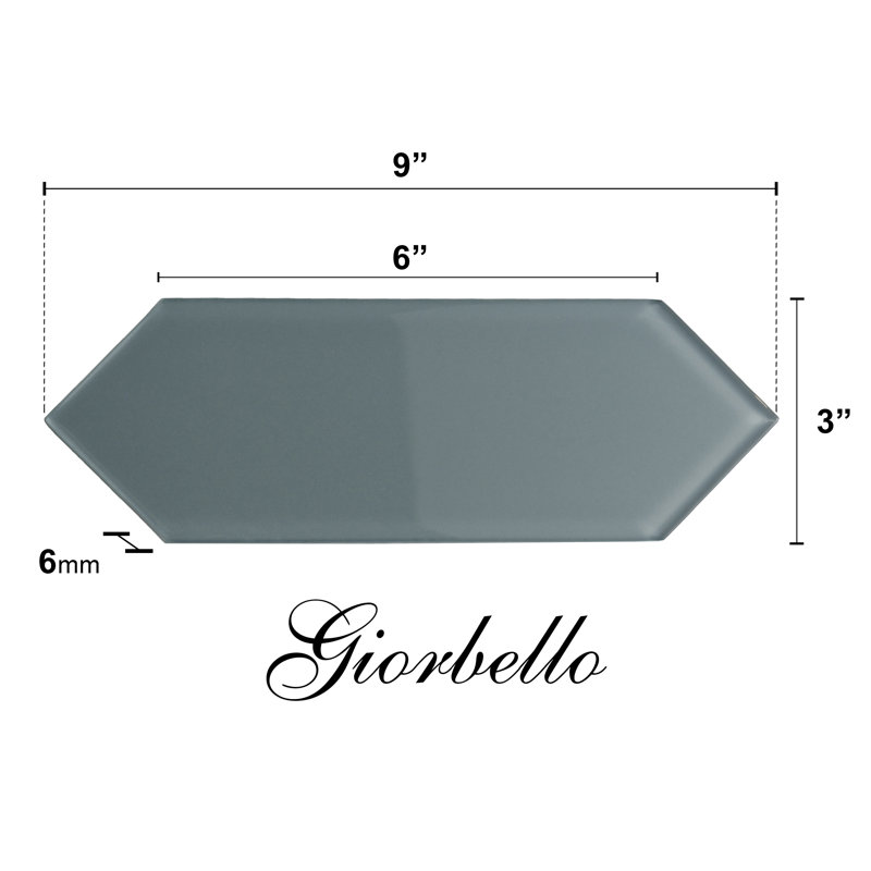 3"x9" Glass Picket Subway Wall Tile, Dark Slate