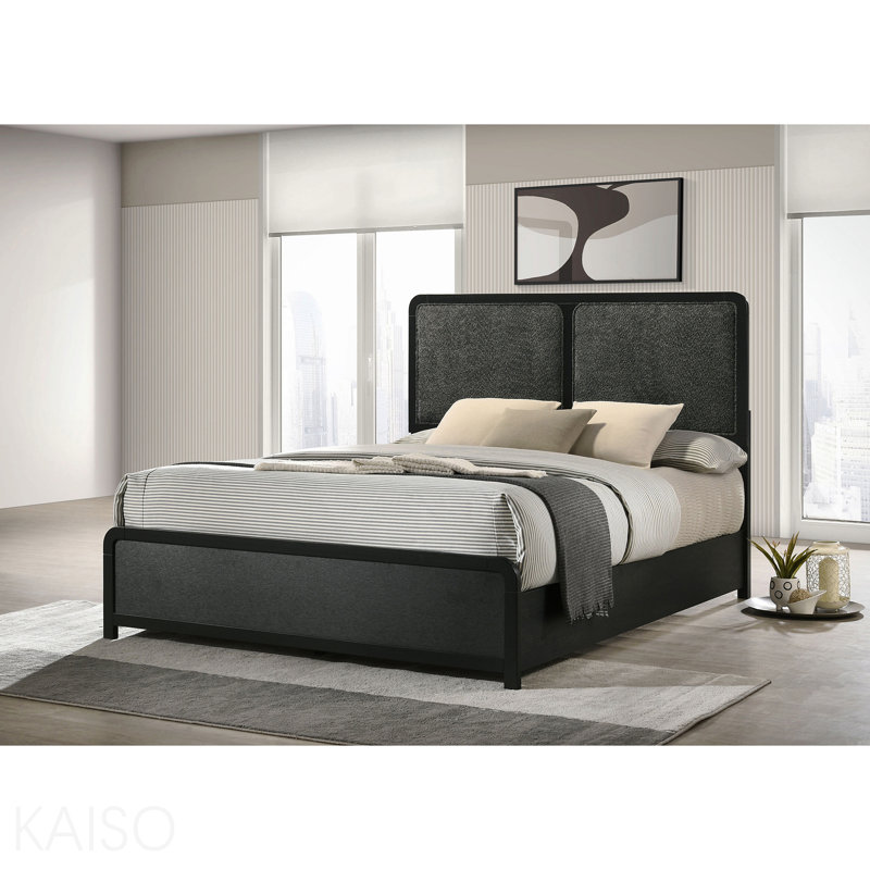 Burton Black Upholstered Eastern King Bed
