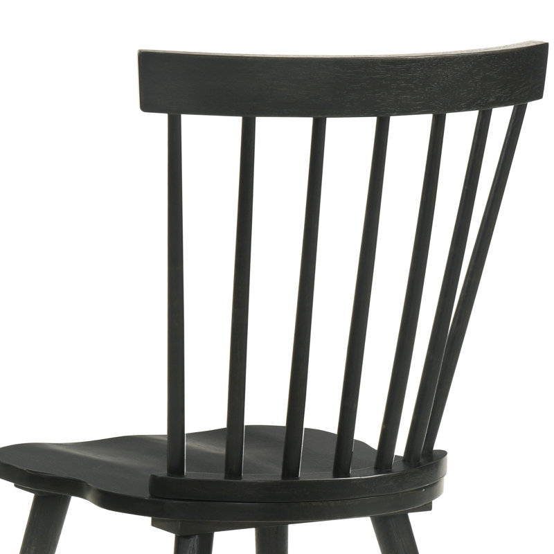Rustique de 2 chaises de salle à manger rectangulaires en bois massif noir pour la cuisine, la construction, la finition naturelle avec finition, le salon idéal et l'élégance