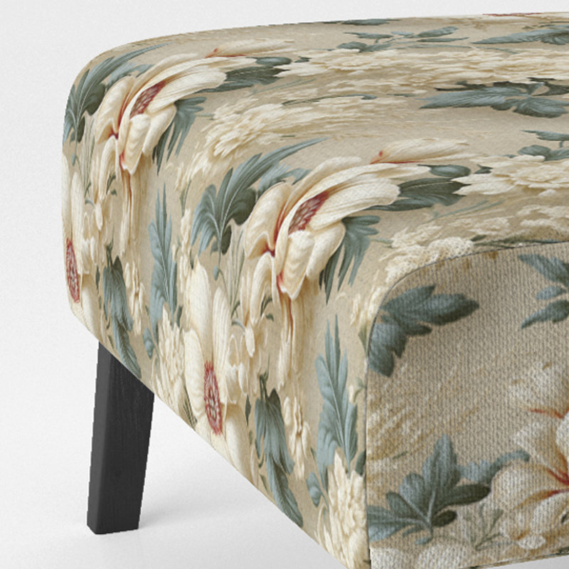 Blue Antique Countryhouse Floral Charm - Fauteuil de chambre rembourré, fauteuil d'appoint rustique floral