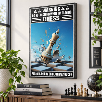 Art mural en toile «Ne pas déranger pendant que je joue aux échecs» - Décoration de salon, de chambre à coucher ou de bureau