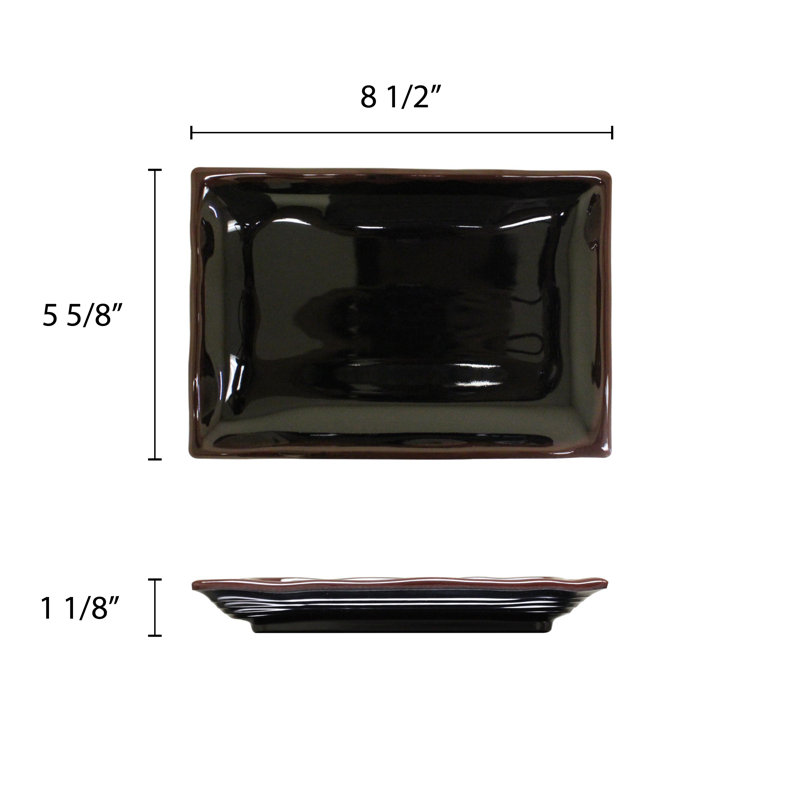 Plateau rectangulaire en mélamine tenmoku, H 1,14 po x l 8,5 po x P 5,75 po