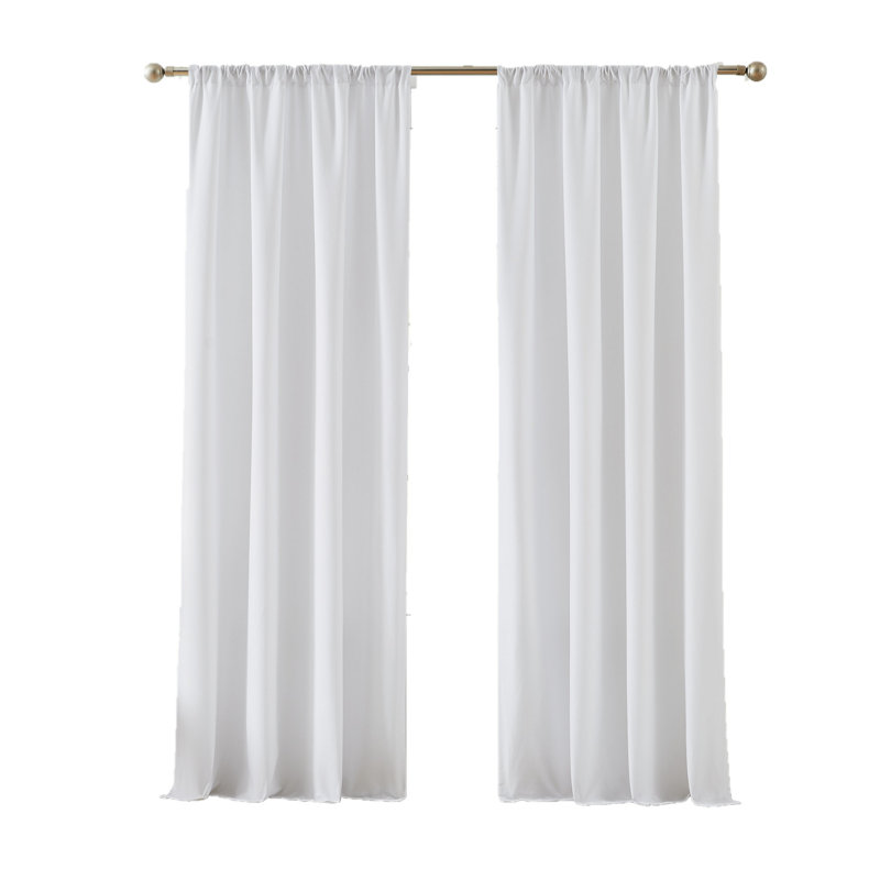 Paire de rideaux semi-transparents en polyester, L 50 po x L 84 po, Blanc