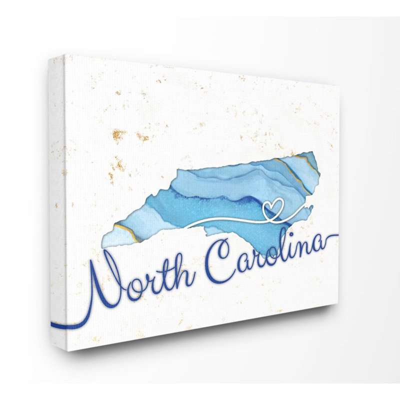 « north caroline agate blue us state design », impression sur toile, Toile tendue, H 16 po x l 20 po x P 1,5 po