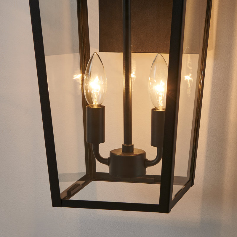 2 Light 20.1” Black Outdoor Wall Lantern Sconce - Image 3
