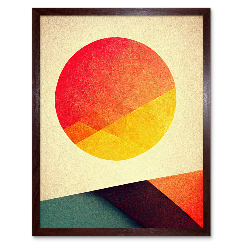 Minimal Sunset Retro Sun Planet Gradient - Rectangle Print, Brown Framed Unframed, 43cm H x 33cm W x 2cm D