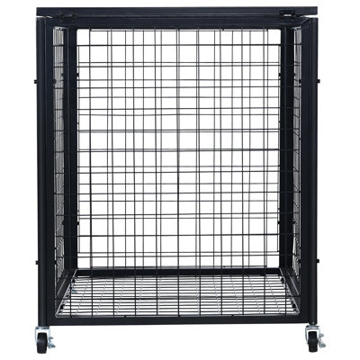 Support de rangement pour balles de sport en acier noir - capacité de 30 balles, portes supérieures à double ouverture, 4 roues pivotantes pour garage de gymnastique intérieur / extérieur