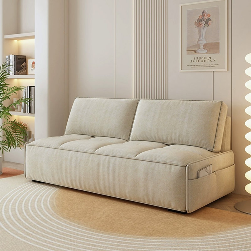 Canapé-lit causeuse 100% polyester beige, 74.8"W*33.46"D*31.5"H
