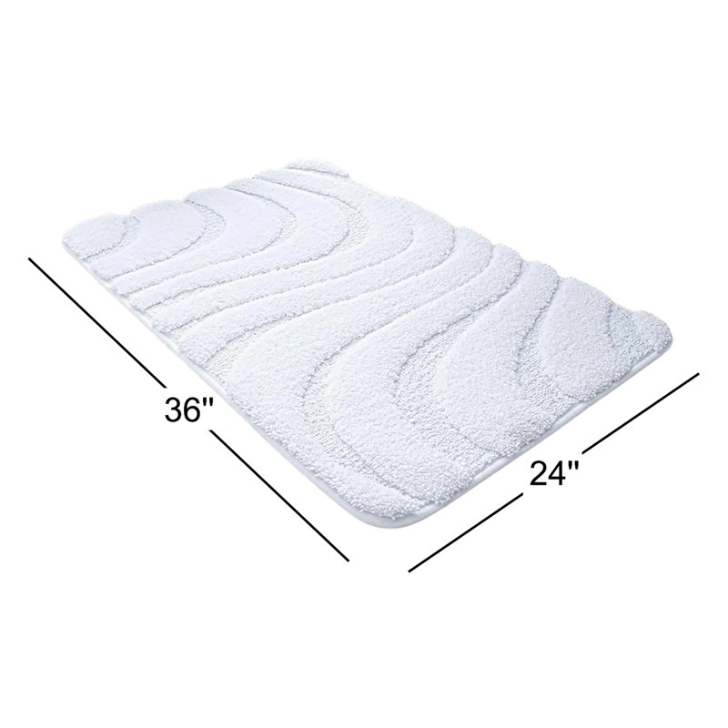 Gagetown Microfiber / Microsuede Non-Slip Bath Rug, 24" W x 36" L, White