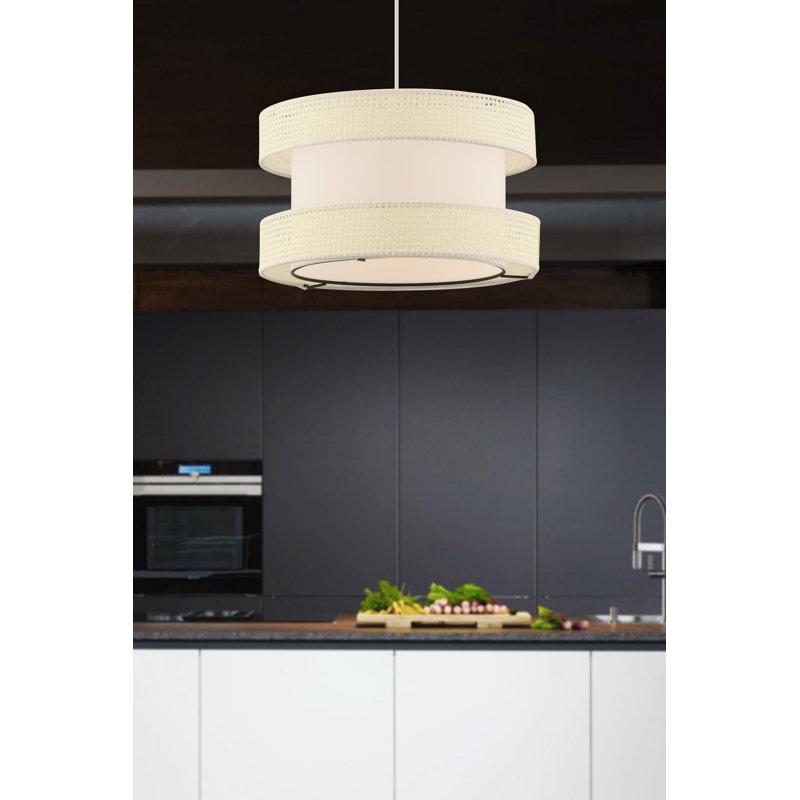 Lustre blanc élégant, structure en métal, 25,6 po x 25,6 po x 7,9 po | Certifié CE, douille E27 (60 W maximum) | Parfait pour le salon, la salle à manger ou la chambre à coucher | Design élégant avec capuchon en coton pour un décor moderne