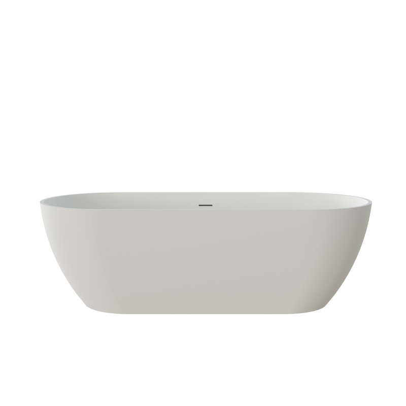 Baignoire de trempage autoportante 69 po avec finition blanc mat, surface solide non poreuse, base stable, baignoire facile à entretenir, fabrication en surface, bonne isolation thermique, courbe ergonomique