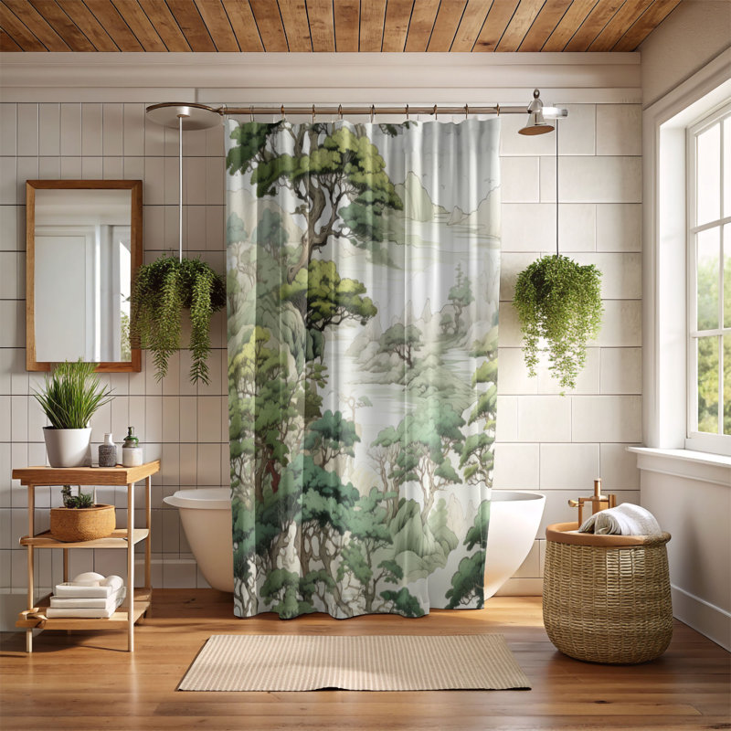 Rideau de douche ancien - Wilds, H 74 po x l 71 po