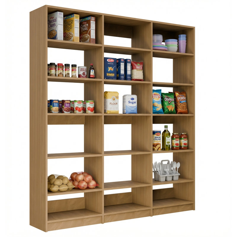 Alto 3 Shelf Towers Wall-Mounted Closet Tower System, 79.5" W x 84" H x 14.5" D, Oak, Natural Oak, 79.5"