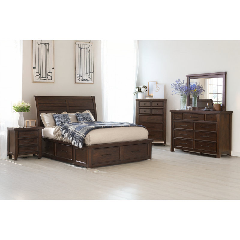 Ensemble de chambre avec lit-bateau Felecia, Très grand, Six articles : lit, deux tables de chevet, deux c
