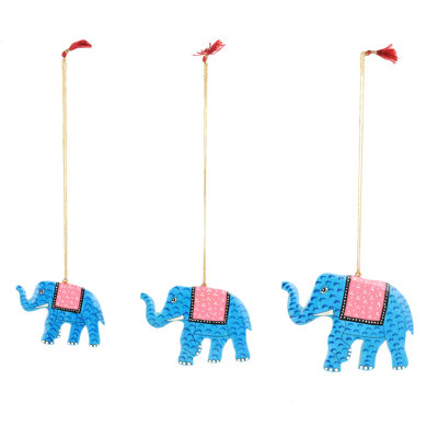 3.7'' Handmade Wood Animals Holiday Shaped Ornament