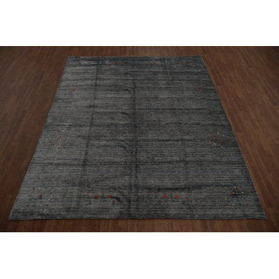 Tapis gris élégant fait à la main de style Gabbeh 8 x 10 pour les espaces de vie modernes