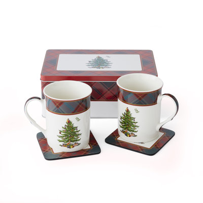 Christmas Tree TARTAN MUG AND TIN SET