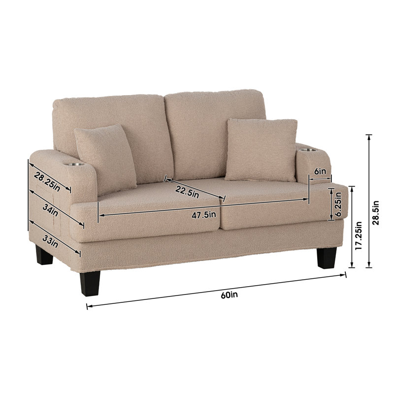 Causeuse d'appoint 60 po, Mélange de polyester beige / nounours