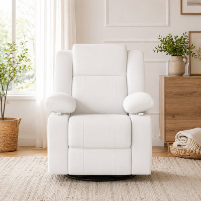 34”W Upholstered Swivel Reclining Rocking Chair