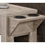Table d'appoint en forme de C avec plateau en stratifié gris et base en métal noir, parfaite pour le salon et la chambre à coucher-1349632116