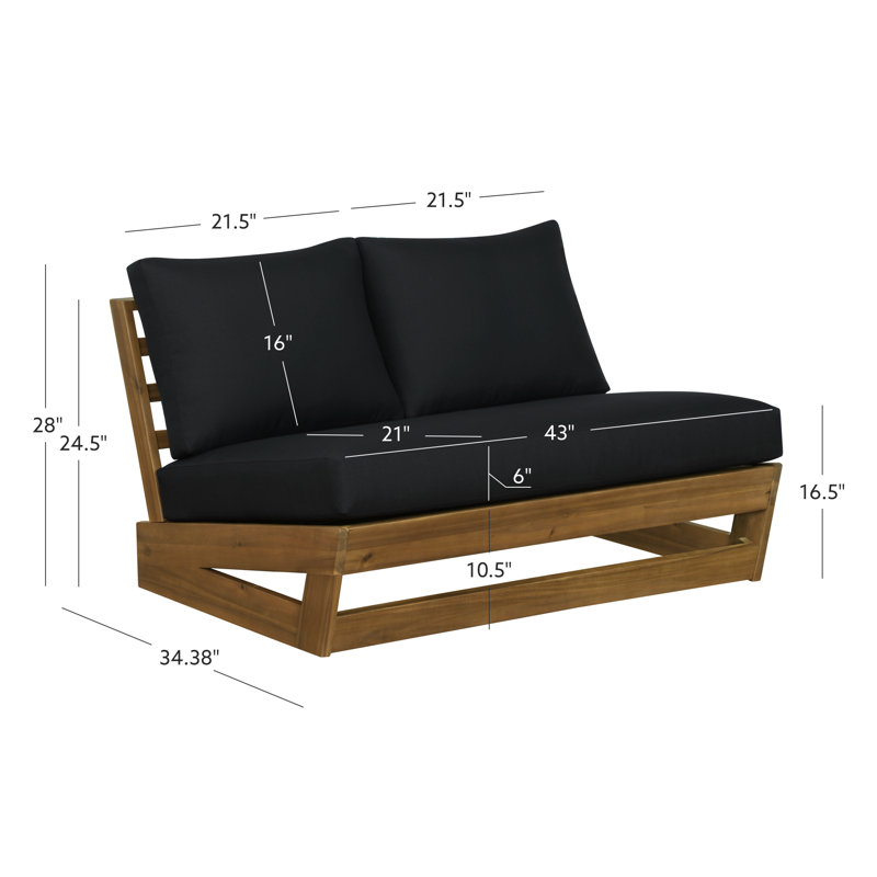 Banc d'extérieur Aalinah Dennet Fishbein Silbury, Noir, Brun
