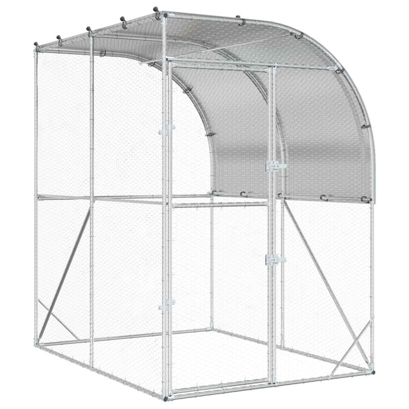 Poulailler argenté 78,74 x 78,74 x 84,65 po en acier galvanisé, 78,74 x 59,06 x 84,65 po, avec toit