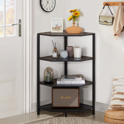 Kempst 4-Tier Corner End Table Triangular Sofa Table Corner Cabinet For Living Room by Trent Austin Design