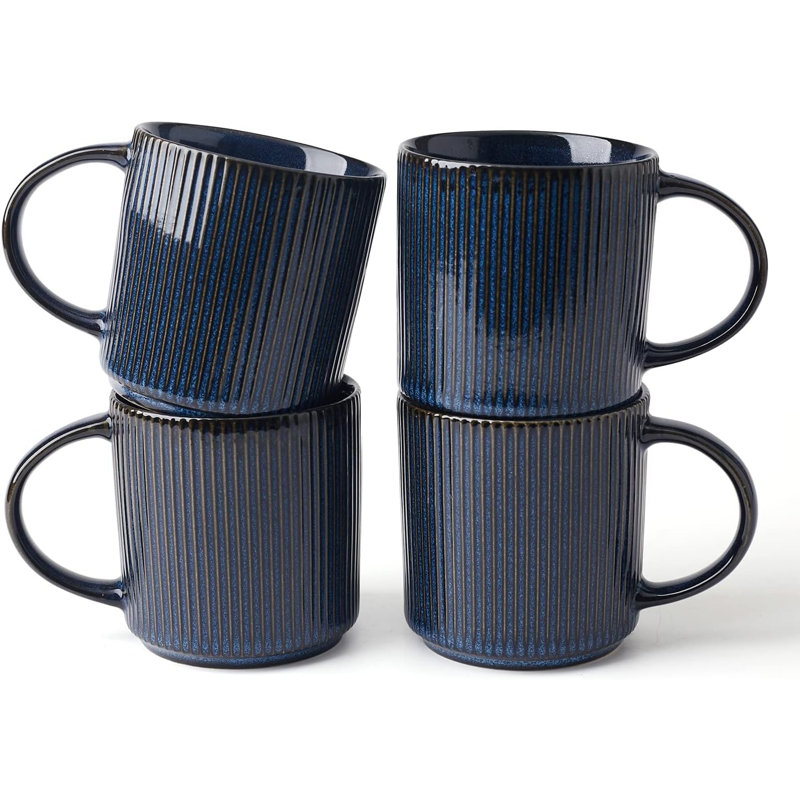 Grande tasse à café en grès Azal, Bleu nébuleuses, 12 oz