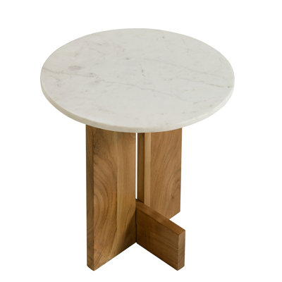 Tarin Acacia Wood And Marble Side Table