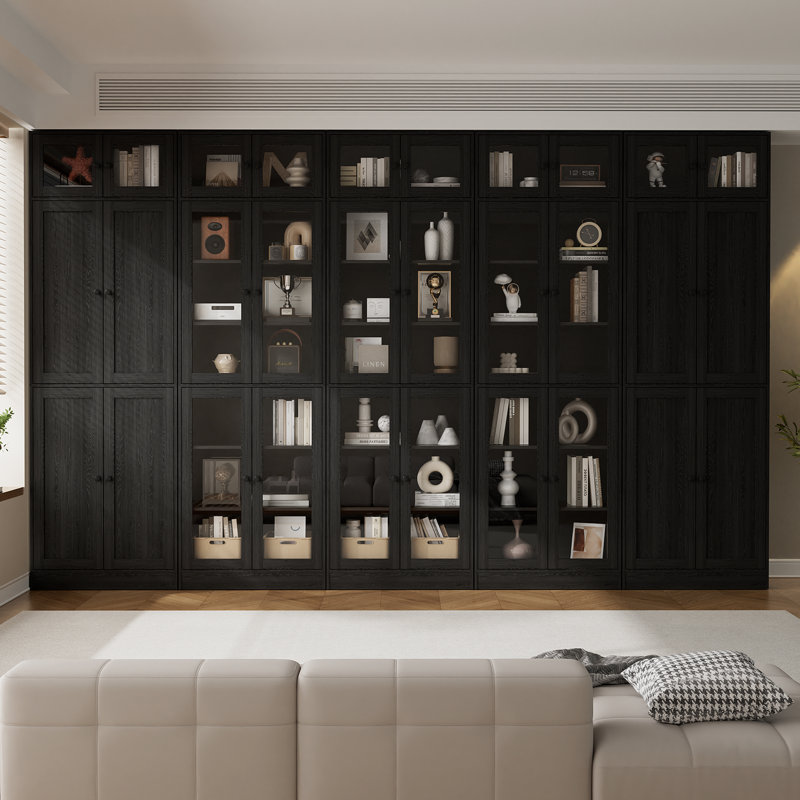 86.7'' H X 118'' W Book Cabinet Storage Bookcase Set, Black