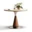 Beige + cristal-crème + brun + pierre frittée ronde argentée + bois massif + table de salle à manger en acier inoxydable-133260579