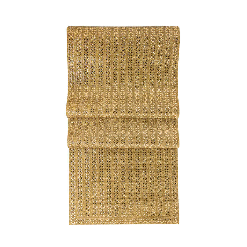 Chemin de table Sparkles Home Madison Avenue | Motif strass en X | Décoration élégante, 90 po x 13 po, Doré